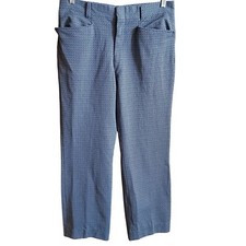 32x29 True Vintage Disco Pants Geometric Patterned Blue 1970's Flare Knit Mod