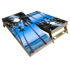 Premium Tropical Cornhole Boards w Cupholders  Handles Reg 2 x 4 w Bags