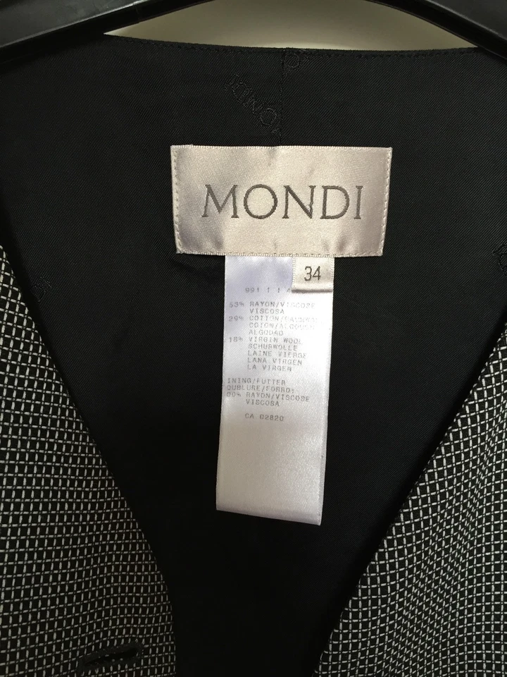 Винтажный Mondi талии куртка в черный/кремовый - размер 8. - Изображение 2 из 3