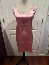 Wmn's Lingerie Satin Nightgown Slip Pink Thin & Soft Sz XL 32"Lx22"W