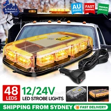 48 LED 12/24V Beacon Amber Strobe Light Emergency Flashing Warning Lamp Trucks