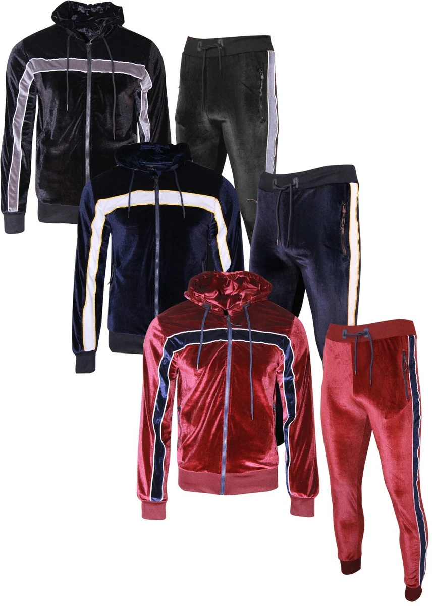 Mens velour tracksuit bottoms sale