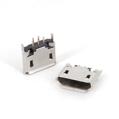 100Pcs Micro USB Type B Straight 5Pin DIP Female Socket Solder Jack Connector