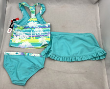 ZEROXPOSUR 40 Aruba TANKINI TOP, BOTTOMS  SKIRT SWIMSUIT  Goggles Girls Sz 4