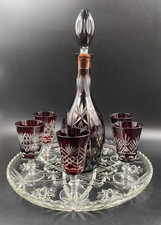 Set servizio VINO bevande Bottiglia 6 bicchiere colore BORDEAUX BOEMIA BOHEMIA