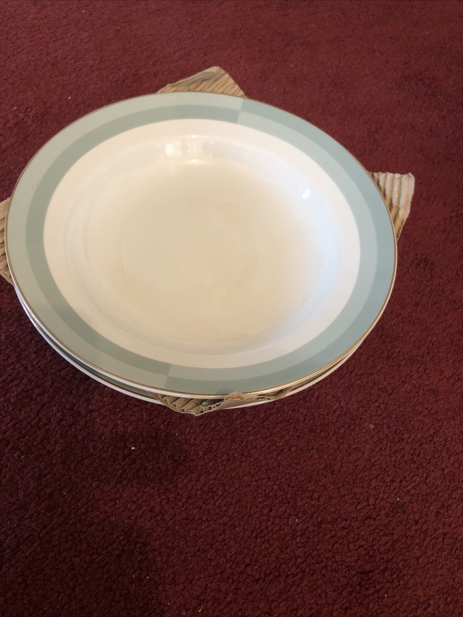 John Lewis Anyday Two Tone Green Pasta Bowls With Gold Rim UK