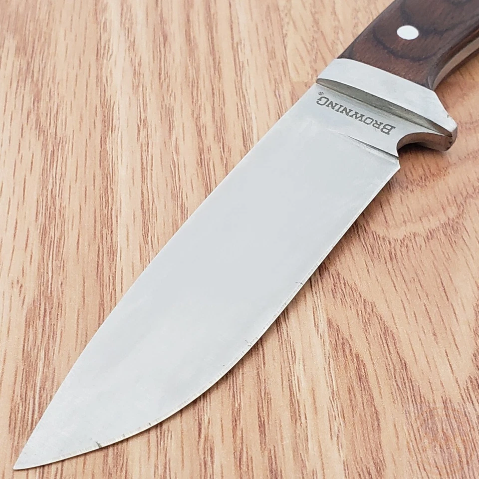 Cuchillo fijo Browning Skinner 4" acero inoxidable Full Tang Balde mango de madera Foto 4 de 4