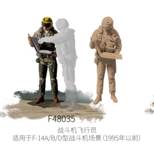 1/48 F48035  Fighter Pilot Resin Figure for F-14A/B/D Before 1995 Model Scenes