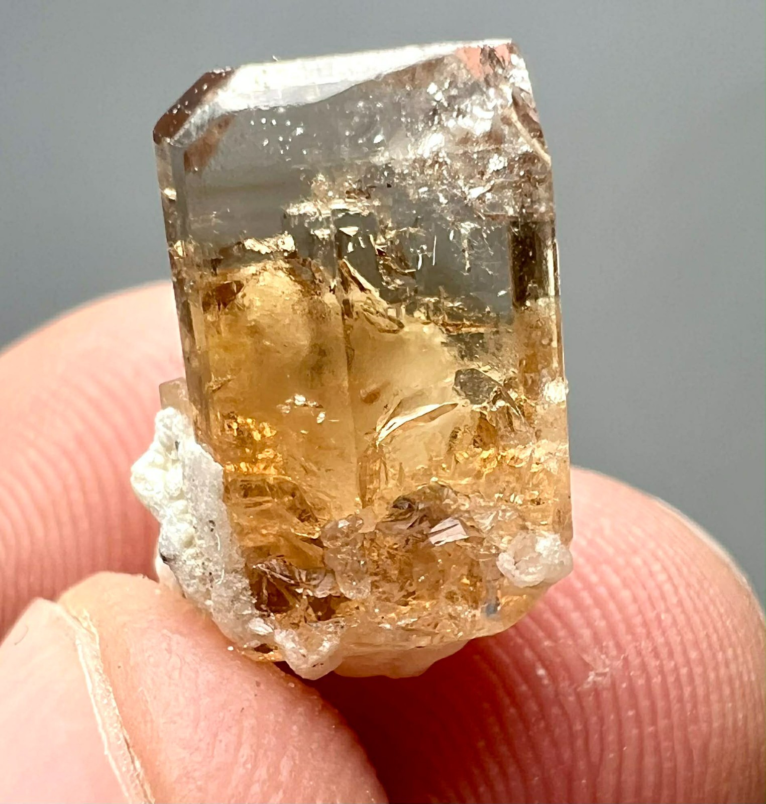12 Carat Wow !!! Beautiful Honey Color Topaz Huge Crystals On Feldspar @PAK