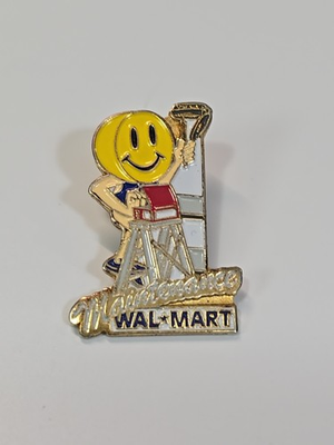 #ad #ad Wal Mart Lapel Pin Maintenance Happy Face Man Painting $15.00