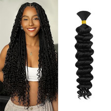Deep Wave Human Braiding Hair for Boho Braids   10 Inch 40G 1 Bundles/Pack Natur