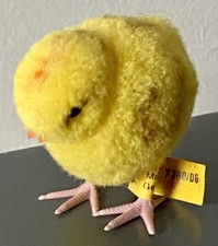 Steiff Yellow bird chick Pom Pom wool button flag 2 7260/06 NICE