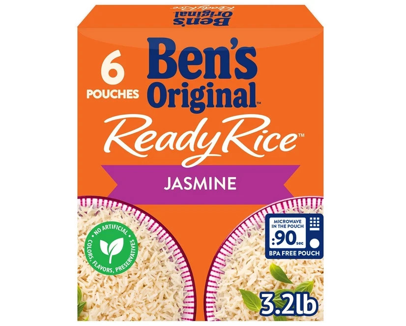 Ben's Original Ready Rice Jasmine 8.5 Oz 6-Pack Microwavable Pouches