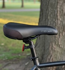 KHS Bicycle Saddle Seat | Black Padded Comfort W/Suede | MTB Road Mountain