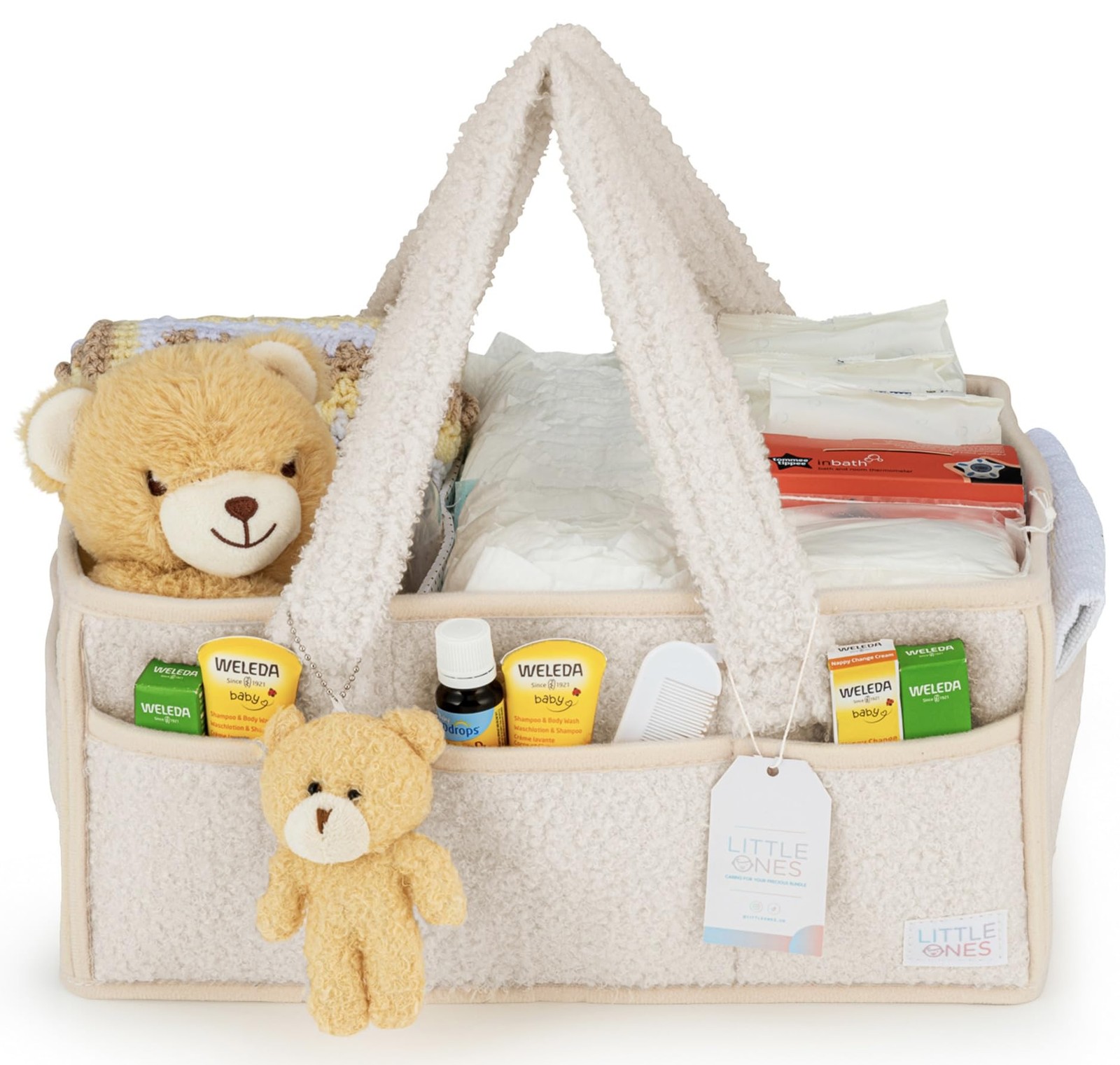 Little Ones® Nappy Caddy, Baby Essentials for Newborn, Baby Diaper Organiser,