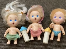 Vintage 1990 TYCO Quints Drink & Wet Baby Doll Lot Of 3 Magic Diaper Bottle Mini