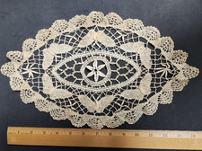 Vintage Bobbin Lace Butterfly Doily French 1880's