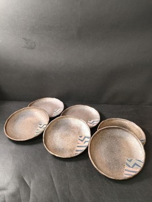 F30-04/Seto ware/Shingo Takeuchi/Stoneware/Inlaid geometric pattern round plate