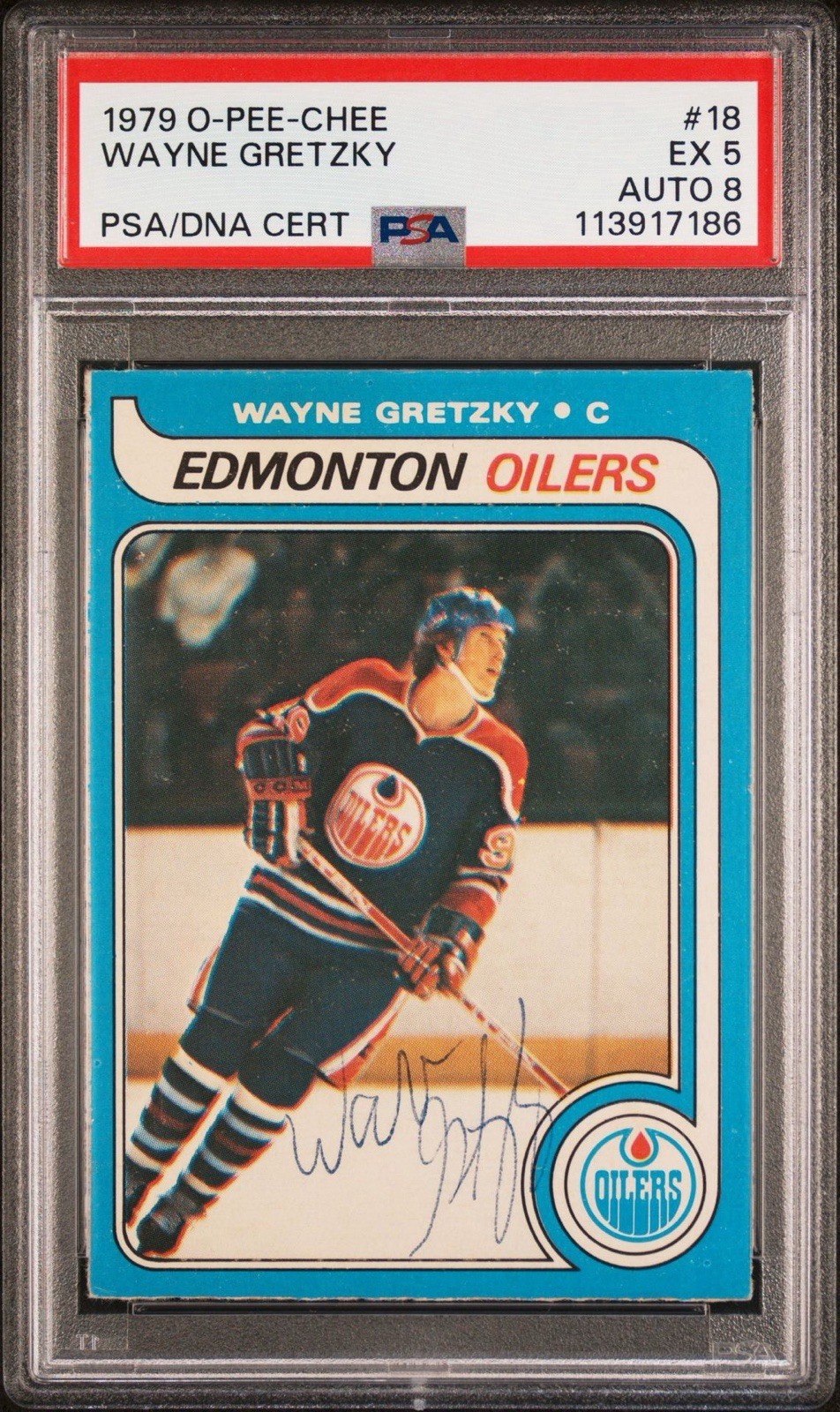1979-80 O-Pee-Chee Wayne Gretzky #18 (RC) signed PSA 🔥ROOKIE ERA signature 🔥