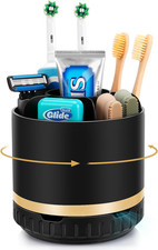 Rotating Bathroom Organizer Countertop Toothbrush Holder Sink Storage Caddy