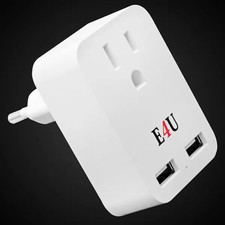 European Travel Plug Adapter W 2 USB-Ports Universal Adopter For International P