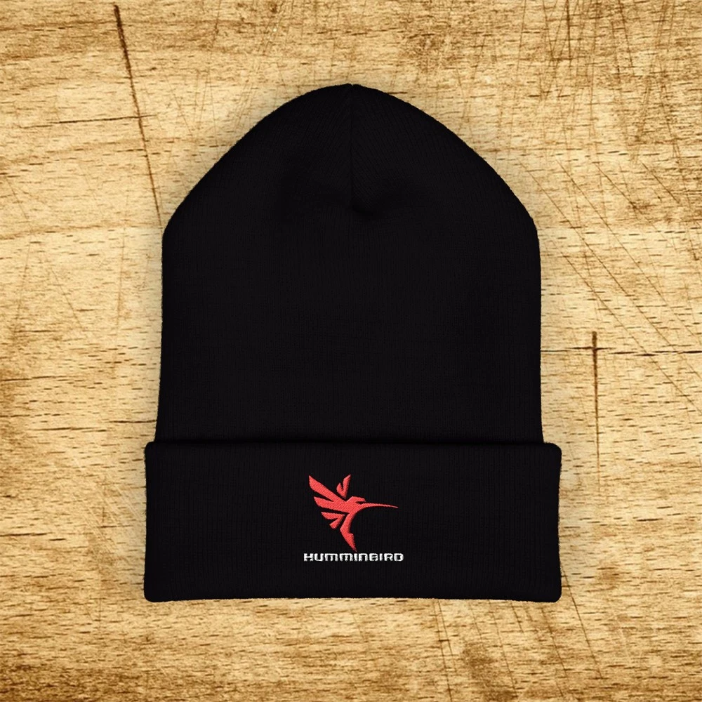 Humminbird Fishing Embroidered Classic Winter Black Beanie Hat