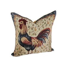 Tapestry Rooster Down Pillow French Country Farmhouse 17x17 J PANSU PARIS ECond 