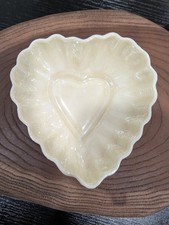 Belleek Heart Shaped Scalloped Dish Cream Col...