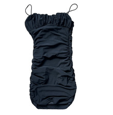 Princess Polly mini dress Penney black size 4 mesh overlay ruched bodycon