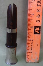 Original Elam Fisher Rosewood Crow Call w/Metal Reed, Nickel/Brass Horn, C. 1900