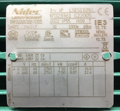 Nidec Leroy-Somer LSES132MU AC Motor 7.5kW, 4-Pole, 3Ph (F5) | eBay