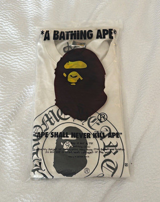 A Bathing Ape BAPE Men's White Logo Graphic Tee Crew Neck Cotton XL
