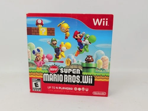 Super Mario Bros. Wii (Nintendo Wii, 2009) Cardboard Sleeve and Game Disc