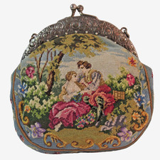 Vintage Antique Petit Point Purse Scenic US Tariffs Prepaid by Seller