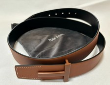 Tom Ford Mens brown/black Reversible Leather Belt brown T Buckle