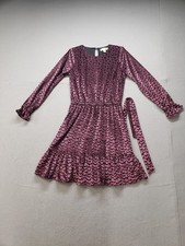 MICHAEL Michael Kors Dress Womens Small Pink Velvet Mermaid Long Sleeve Ruffle