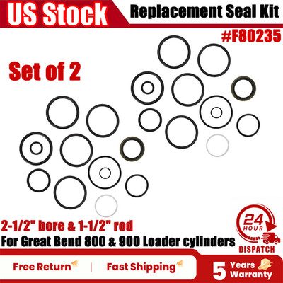 2 Set For Some Great Bend 800 & 900 Loader Cylinders F80235 Replacement Seal Kit