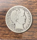 1915-S Barber US Half Dollar 50c Coin 90% Silver in Very Good condition