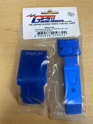 GPM ER331F-B ALUMINUM FRONT SKID PLATE FOR TRAXXAS E REVO BLUE