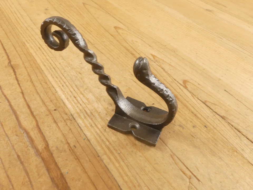 4 Iron Antique Style Coat Hooks Hat Rack Tree Restoration Double Long Fancy Lot - Image 4 of 4