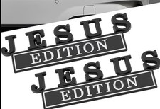 1 Pc Black Metal Jesus Edition Emblem Truck Badge Fit For Universal Car