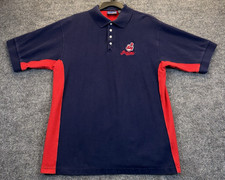 Vintage Cleveland Indians Polo Shirt Men  s Size L Crable Sportswear Navy Red MLB