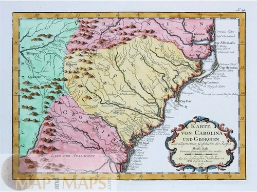 Carolina & Georgia Antique map Canada - US,  Savannah, Charleston by Bellin 1757