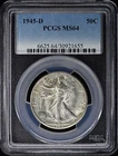 1945-D 50C Walking Liberty Half Dollar PCGS MS64