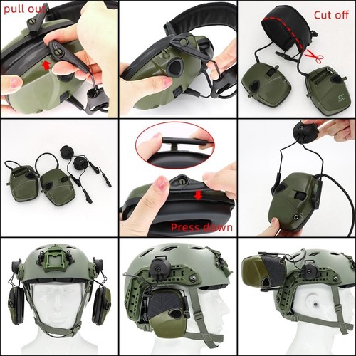 Electronic Earmuf Helmet Adapter Tactical Headphone for Howard Leight Impact - Zdjęcie 4 z 6