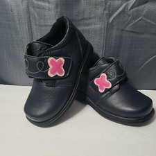 Rainbow Steps Girl Navy Shoes Eur 28 US Size 10 Pink Daisy Trim