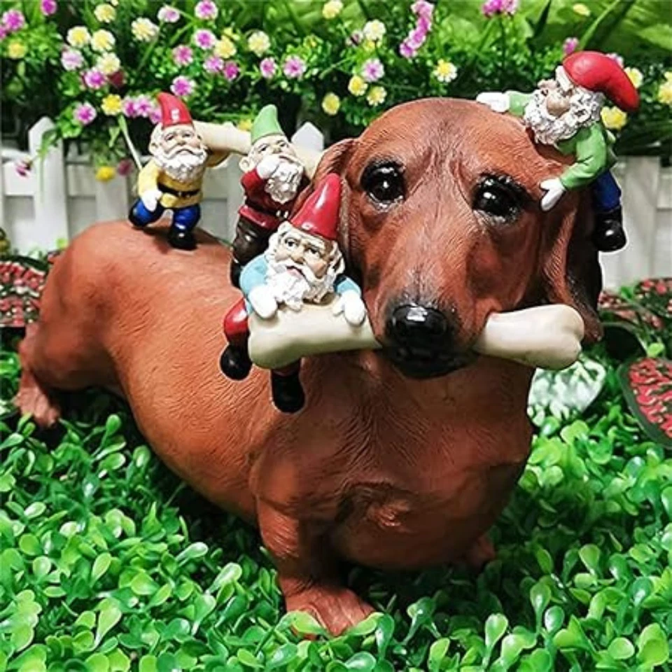 Dachshund Eating Gnomes Garden Statue - image 3 of 3
