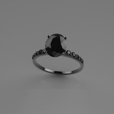 1.6ct Simulated Black Diamond Accent Solitaire Ring Black Gold Plated