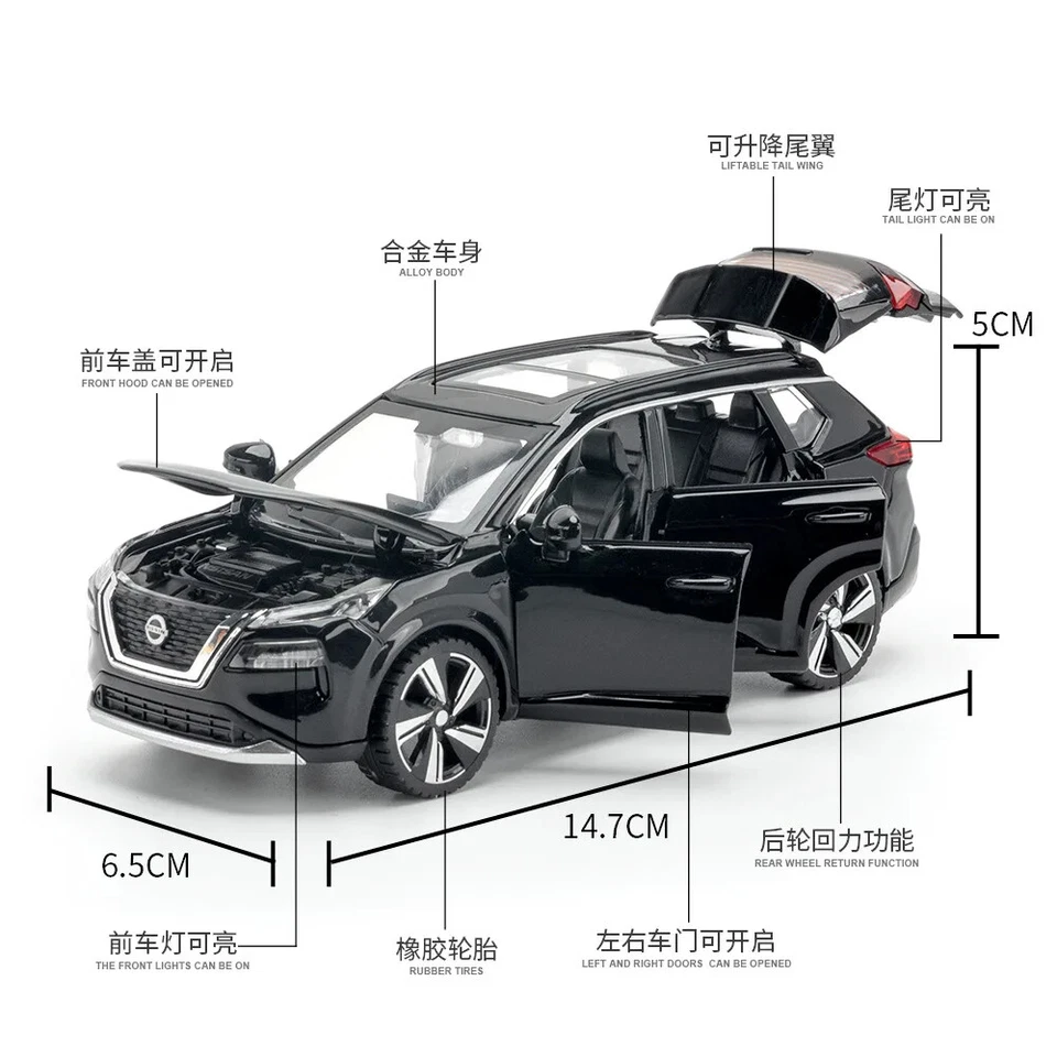 1:32 Nissan X-Trail SUV Alloy Model Car Toy Diecast Sound Light Car Toy Vehicle - Image 3 of 4
