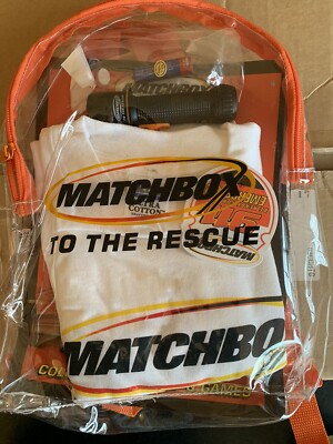 Matchbox to the rescue BACKPACK T-shirt, Badge, Flashlight, Activity Book Goody